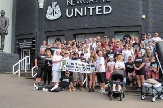 The Karl Newton Memory Walk getting ready to leave outside St James’ Park last year. (Photo: Marie Scott)