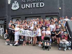 Karl Newton Memory Walk getting ready to leave outside St James’ Park (Photo: Marie Scott)