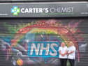 Deborah and Angela celebrating 40 years at the chemist 