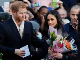 Prince Harry and his then-fiancee, now wife, US actress Meghan Markle arrive to visit the Terrence Higgins Trust World AIDS Day charity fair at Nottingham Contemporary on December 1, 2017