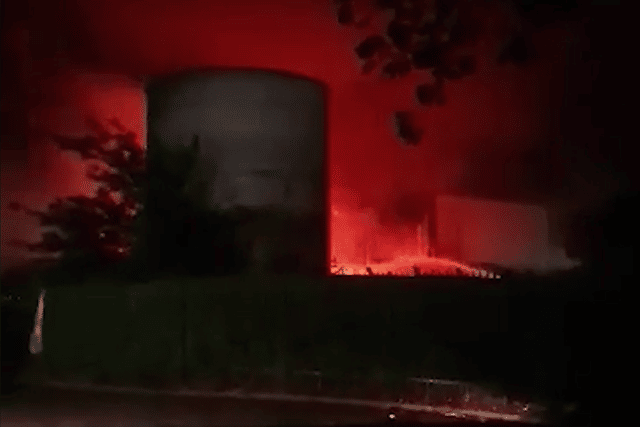 Video footage from the scene captured the height of the flames.