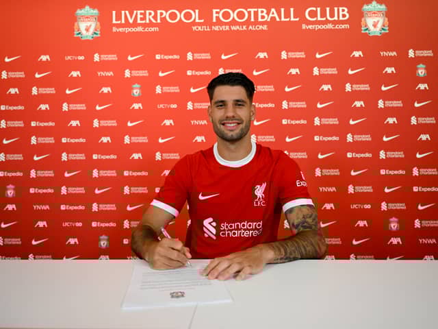 Dominik Szoboszlai new signing for Liverpool at AXA Training Centre on July 02, 2023 in Kirkby, England. (Photo by Andrew Powell/Liverpool FC via Getty Images)