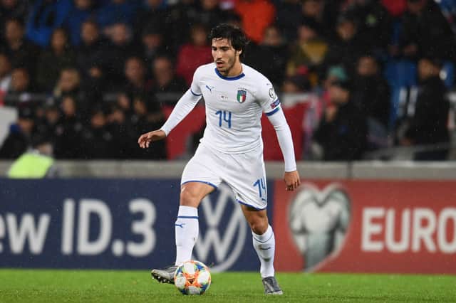 Sandro Tonali on his debut for Italy.