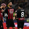 Olivier Giroud at AC Milan alongside current Newcastle United midfielder Sandro Tonali.  