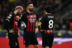 Olivier Giroud at AC Milan alongside current Newcastle United midfielder Sandro Tonali.  