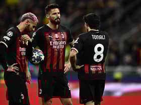 Olivier Giroud at AC Milan alongside current Newcastle United midfielder Sandro Tonali.  