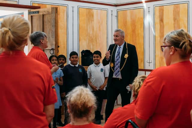 The Mayor with pupils and members of Arts4Wellbeing choir