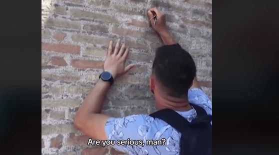 UK tourist, reportedly named Ivan Dimitrov, said he did not know Rome’s Colosseum was ‘so old’. 