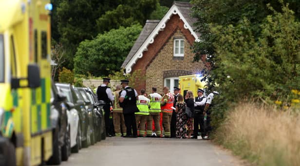 A Land Rover hit the Study Preparatory school building. Credit: Getty Images
