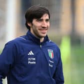 Newcastle United midfielder Sandro Tonali. (Photo by Claudio Villa/Getty Images)