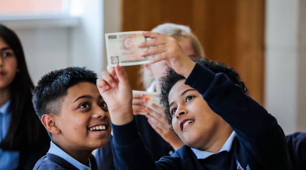 Bank of England staff visit Laygate Primary School in South Shields. 