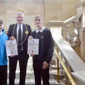 L:R Reece Smith, Mayor John McCabe and Lee Smith.