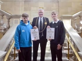 L:R Reece Smith, Mayor John McCabe and Lee Smith.