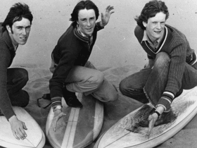 South Shields surfers Neil Thursby, left, Stuart Murray, centre and Geoffrey Seagrove. Remember this from 44 years ago? Photo: Shields Gazette