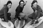 South Shields surfers Neil Thursby, left, Stuart Murray, centre and Geoffrey Seagrove. Remember this from 44 years ago? Photo: Shields Gazette