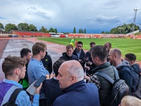 Eddie Howe speaks to the media following Newcastle United’s 3-2 win at Gateshead.  