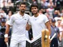 Novak Djokovic (left) and Carlos Alcaraz (right)