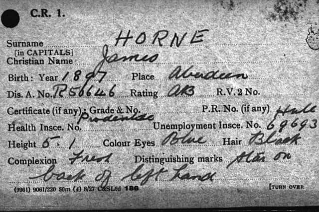 James Horne’s seaman’s card