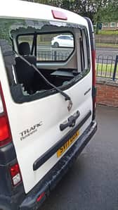 Damaged minivan targeted by vandals