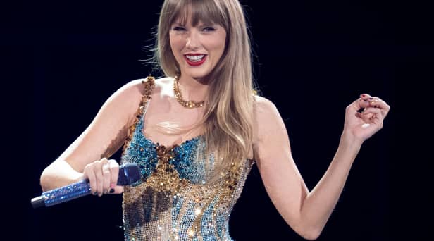 US singer-songwriter Taylor Swift performs onstage on the first night of her "Eras Tour" at AT&T Stadium in Arlington, Texas, on March 31, 2023. (Photo by SUZANNE CORDEIRO / AFP) 
