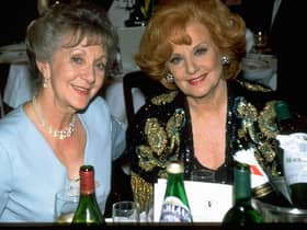 Coronation Street actresses Thelma Barlow and Barbara Knox. (Photo by Denzil McNeelance/TV Times via Getty Images)