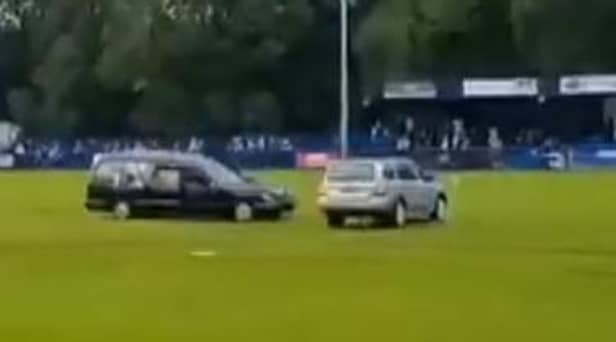 Hearse on the pitch brings Gateshead friendly to a halt - Credit: Gateshead