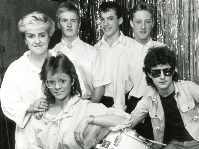 The Rumours at the Charles Young Centre in December 1986. Pictured, front, left to right are: Leigh Chandler, Adele Keenan and Paul Sweeny; back, Kev Bonner, Lee Carmen and Richie Baxendale. Remember this? Photo: sg