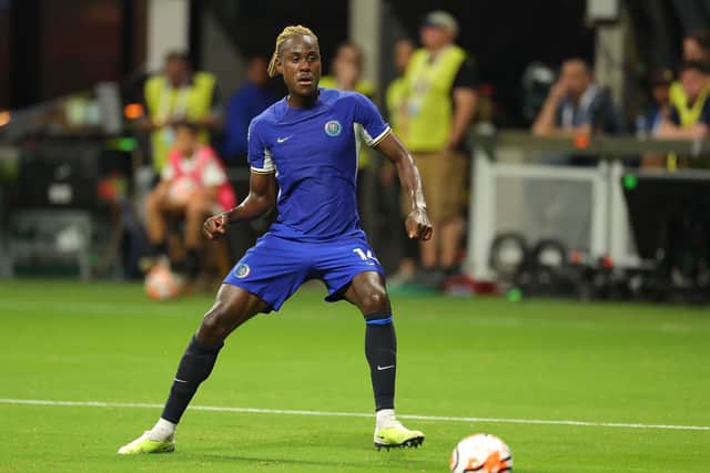 Trevoh Chalobah #14 of Chelsea passes the ball against Newcastle United during the first half of the Premier League Summer (Photo by Kevin C. Cox/Getty Images for Premier League)