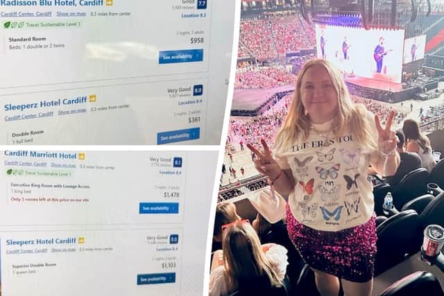 A Taylor Swift fan has been left fuming after hotel prices near a gig tripled in 30 minutes