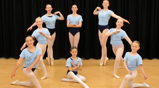 L:R Niamh Simpson, Madison Gibson, Amber Blu Bell, Imogen Cross, Niamh McManus, Esme Bell, Lily-Mae Foreman  In the centre – Grace Gibson.