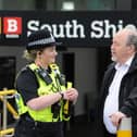 South Tyneside Council Cllr Jim Foreman with PC Tanya Slater.