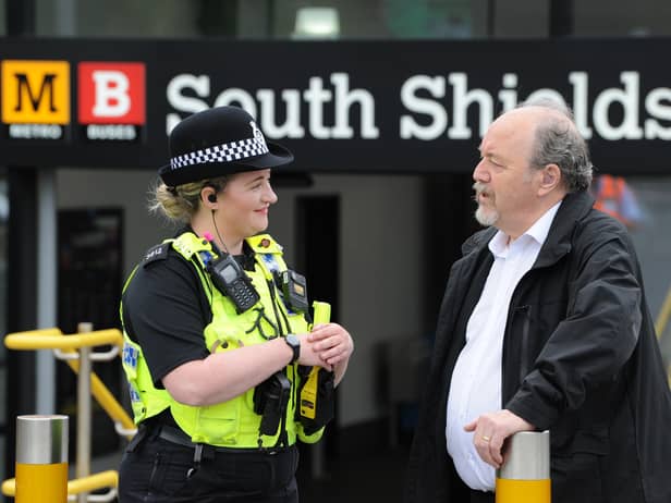 South Tyneside Council Cllr Jim Foreman with PC Tanya Slater.