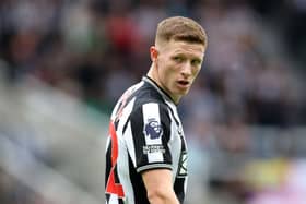 Elliot Anderson of Newcastle United looks on during the Sela Cup match between ACF Fiorentina and Newcastle United at St James’ Park on August 05, 2023 in Newcastle upon Tyne, England.