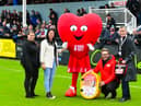 South Shields FC bar and events co-ordinator Jo-Anne Raine, South Shields FC bar and events manager Kayleigh Gray, Red Sky Foundation founder Sergio Petrucci and South Shields FC operations director Carl Mowatt. 