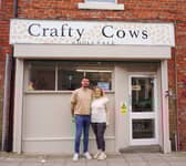 Christopher Ball and Jasmine Holey outside of Crafty Cows Wholesale Ltd.Photo credit: Holly Charlton