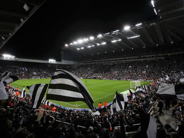 General view as fans of Newcastle United show their support at St James’ Park in Newcastle upon Tyne, England.