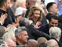 Newcastle United co-owners Amanda Staveley and Mehrdad Ghodoussi celebrates the 5-1 win over Aston Villa.  (Photo by Stu Forster/Getty Images)