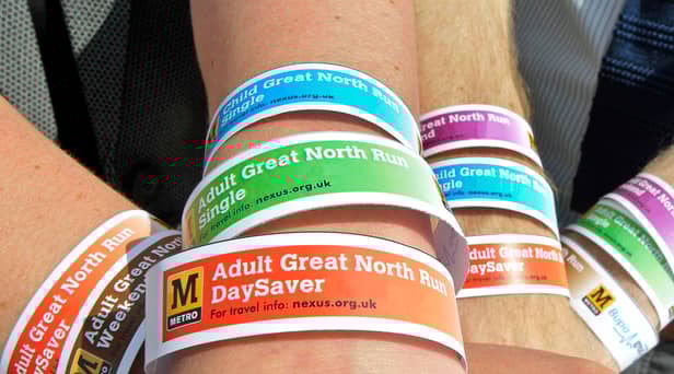 Nexus has made wristbands, which double up as Metro and Shields Ferry tickets, available to buy for the Great North Run. Photo: Nexus.