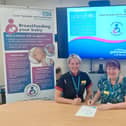 Head of Midwifery Dawn Edmundson and Executive Director of Nursing, Midwifery and Allied Health Professionals Melanie Johnson with the certificate