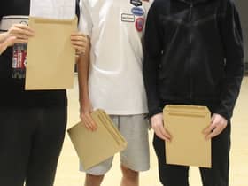 Hebburn Comprehensive pupils with their GCSE results