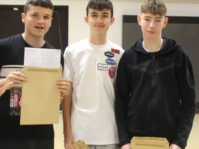 Hebburn Comprehensive pupils with their GCSE results