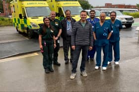 Dr Anatoliy Telpov (centre) with staff from FNSE and the emergency department at South Tyneside District Hospital. Photo: Other 3rd Party.