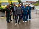 Dr Anatoliy Telpov (centre) with staff from FNSE and the emergency department at South Tyneside District Hospital. Photo: Other 3rd Party.