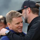 Newcastle United boss Eddie Howe with Liverpool manager Jurgen Klopp.  