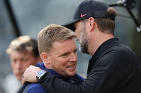 Newcastle United boss Eddie Howe with Liverpool manager Jurgen Klopp.  