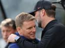 Newcastle United boss Eddie Howe with Liverpool manager Jurgen Klopp.  