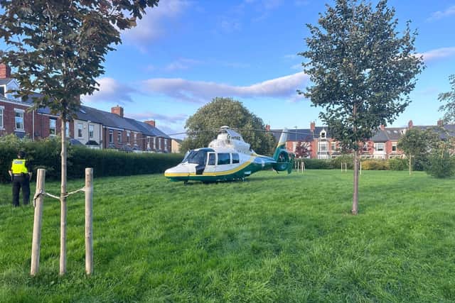 The Great North Air Ambulance also attended the incident. Photo: Liam Walker.