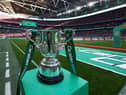  A general view of the trophy ahead of the Carabao Cup Final match between Manchester United and Newcastle United at Wembley Stadium on February 26, 2023 in London, England. (Photo by Matthew Peters/Manchester United via Getty Images)