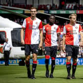 Newcastle United summer signing Yankuba Minteh (2L) joined Feyenoord on loan.  