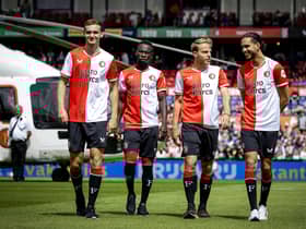 Newcastle United summer signing Yankuba Minteh (2L) joined Feyenoord on loan.  
